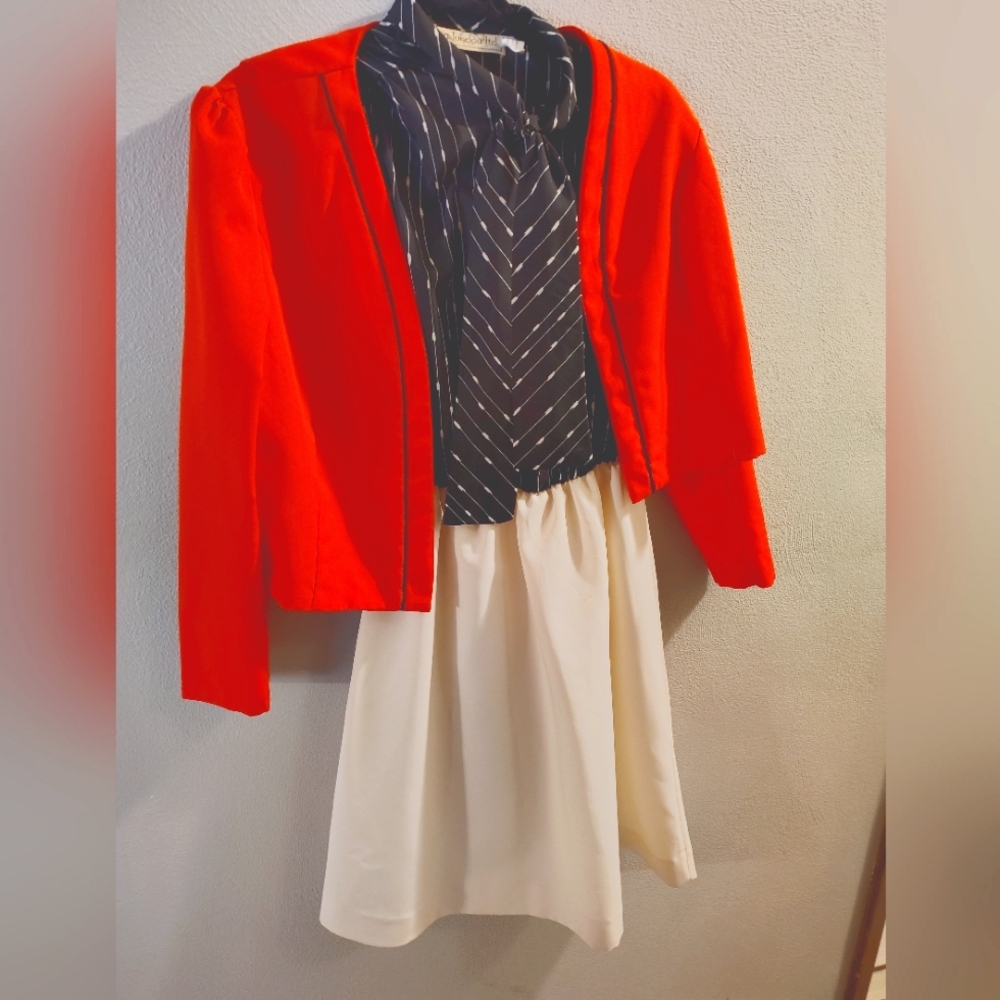 Vintage RA Landau Red and White Women's Dress Suit Size 12